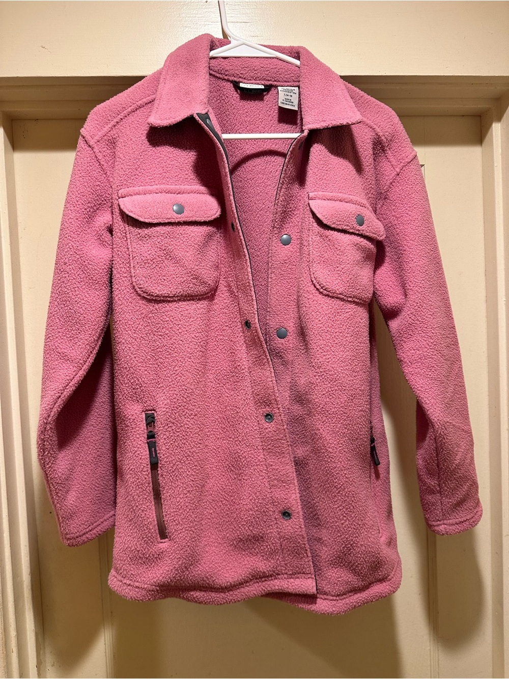 L.L.Bean Kids Pink Fleece Shirt Jacket Shacket Size L 14/16